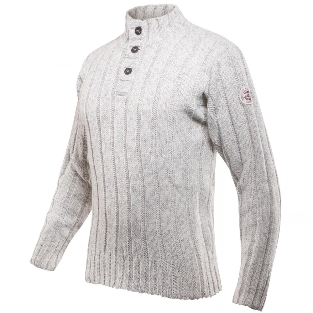 Devold Vlněný svetr se stojáčkem Nansen Wool Button Neck - Grey Melange Velikost: XL