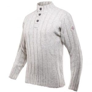 Devold Vlněný svetr se stojáčkem Nansen Wool Button Neck - Grey Melange Velikost: M
