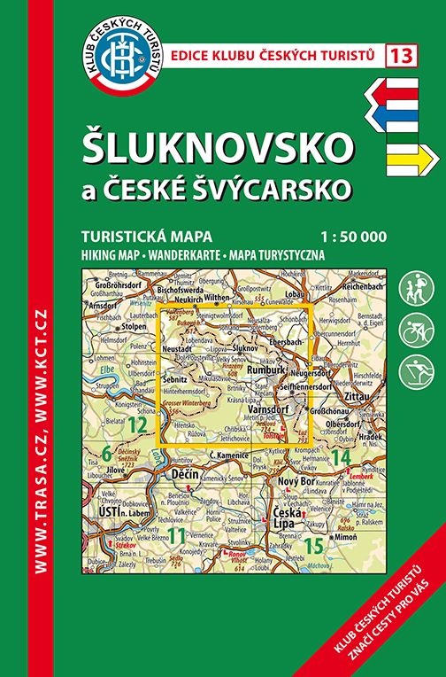 Trasa - KČT Laminovaná turistická mapa - České Švýcarsko a Šluknovsko 7. vydání