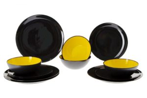 Gimex Sada nádobí Grey Color Line Yellow 12 dílná sada Grey line