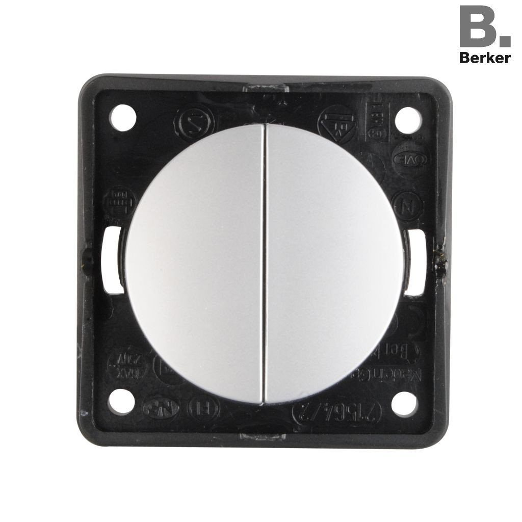 Berker Dělený kolébkový vypínač integro chromová