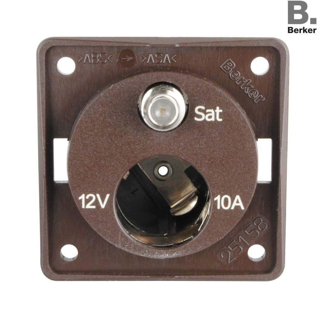 Berker Kombinovaná integro zásuvka 12 V a SAT hnědá