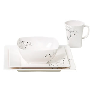 Gimex Melaminová sada nádobí Quadrato Black Pearl 16 dílná sada