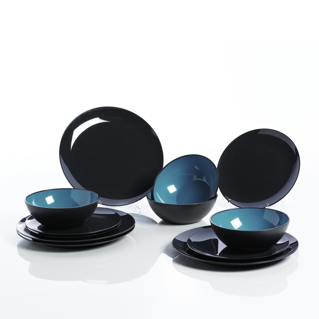 Gimex Sada nádobí Grey Color Line Turquoise 12 dílná sada Grey line