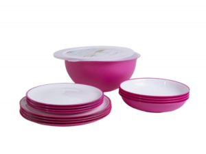 Omada Set plastového nádobí Sanaliving růžový 14 dílná sada