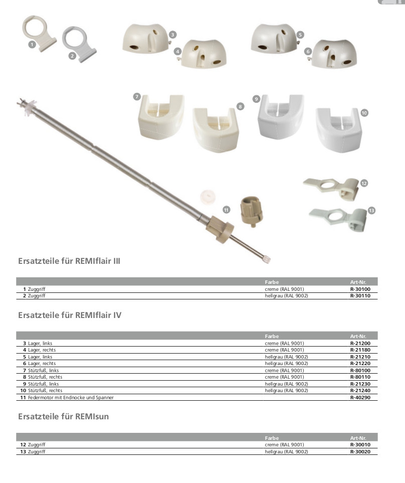 Remis REMIflair III a IV – náhradní díly 11. Federmotor mit Endnocke und Spanner