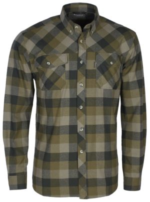 Pinewood Košile dřevorubecká Lumbo flannel kostkovaná - OLIVOVÁ / HNĚDÁ Velikost: XL