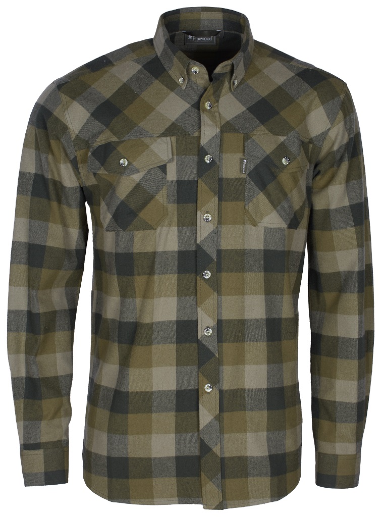 Pinewood Košile dřevorubecká Lumbo flannel kostkovaná - OLIVOVÁ / HNĚDÁ Velikost: 3XL