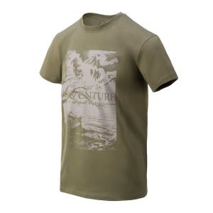 Helikon-Tex® Tričko Helikon T-Shirt (Adventure Is Out There) - Olive Green Velikost: L