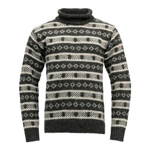 Devold Vlněný svetr Alnes Wool Roll Neck - Anth./Grey Melange Velikost: XL