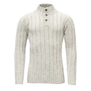Devold Vlněný pánský svetr se stojáčkem Nansen Wool Button Neck - Grey Melange Velikost: L
