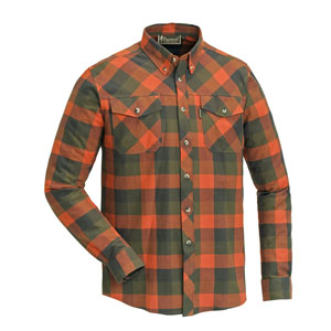 Pinewood Košile dřevorubecká Lumbo flannel kostkovaná - ORANŽOVO / ZELENÁ Velikost: M