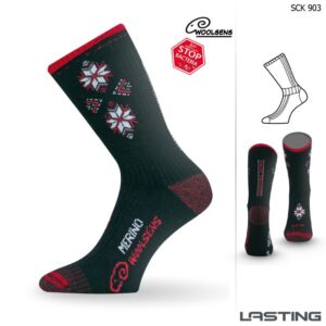 Lasting Ponožky vysoké SCK 85% Merino - zimní treking / lyže - červenočerné Velikost: M