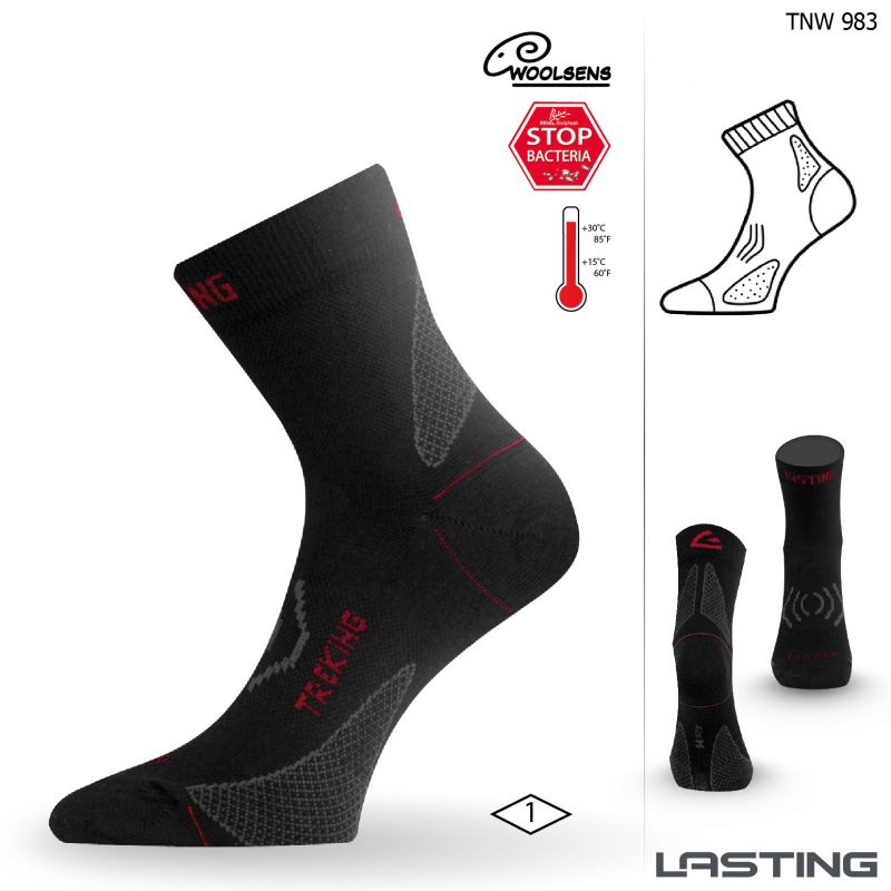 Lasting Ponožky TNW 75% Merino - černé Velikost: L