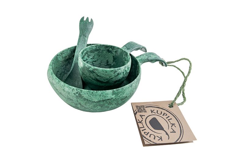 Kupilka Junior SET miska 330 ml + kuksa 120 ml + spork 165 - Conifer (GREEN)