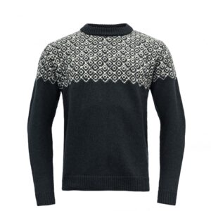 Devold Vlněný svetr Bjornoya Wool Sweater - Ink / Offwhite Velikost: XL