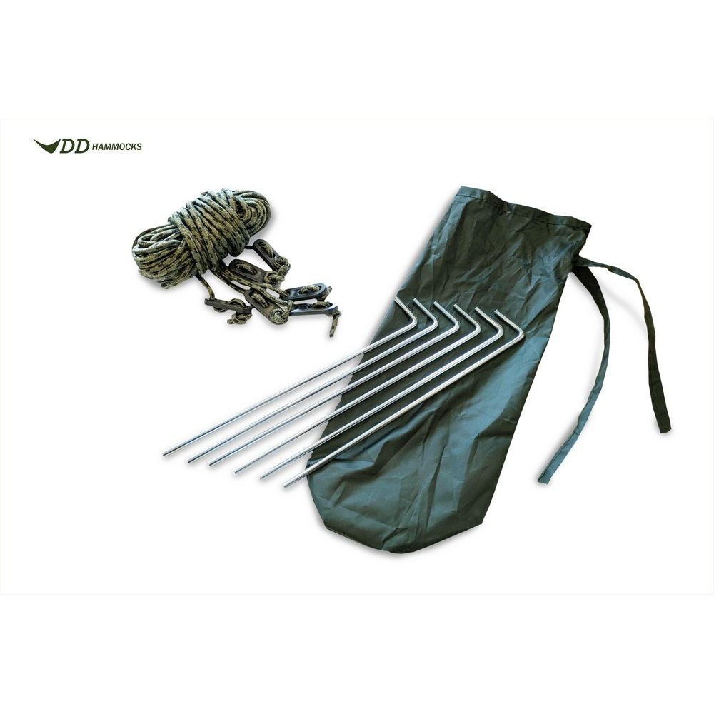 DD Hammocks Stanové kolíky a úvazy Pegs + Guy Lines - 6 ks