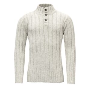 Devold Vlněný pánský svetr se stojáčkem Nansen Wool Button Neck - Grey Melange Velikost: XXL