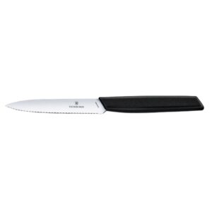 Victorinox Kuchyňský nůž Swiss Modern 10cm - zubaté ostří - černý