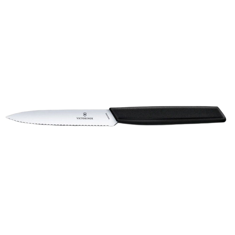 Victorinox Kuchyňský nůž Swiss Modern 10cm - zubaté ostří - černý