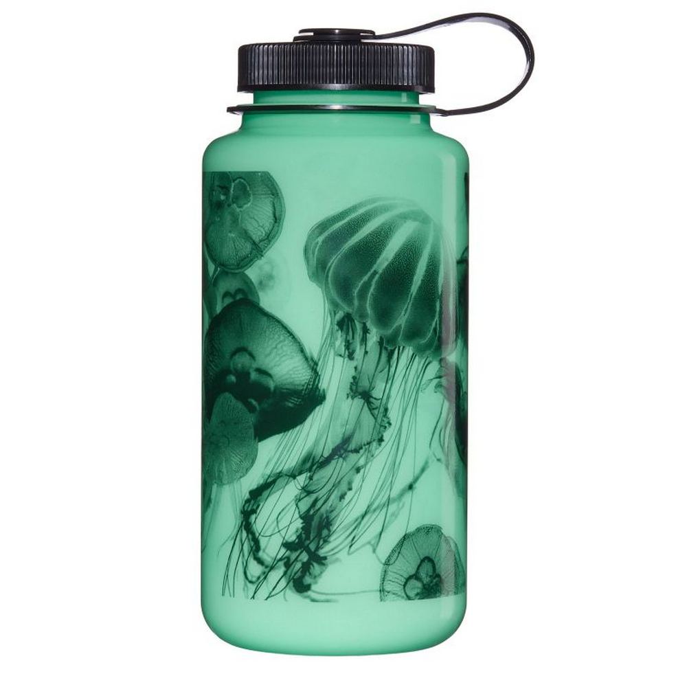 Nalgene Svítící láhev Wide Mouth Sustain 1000ml - Glow BLACK JELLYFISH