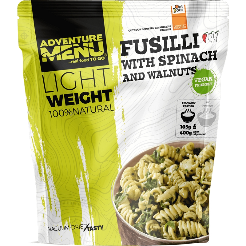 Adventure Menu LIGHTWEIGHT - Fusilli se špenátem a vlašskými ořechy