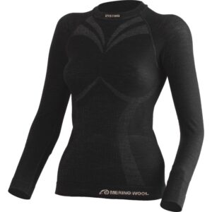 Lasting Dámské vlněné bezešvé Merino triko WATALA 120g - černé Velikost: XXS/XS
