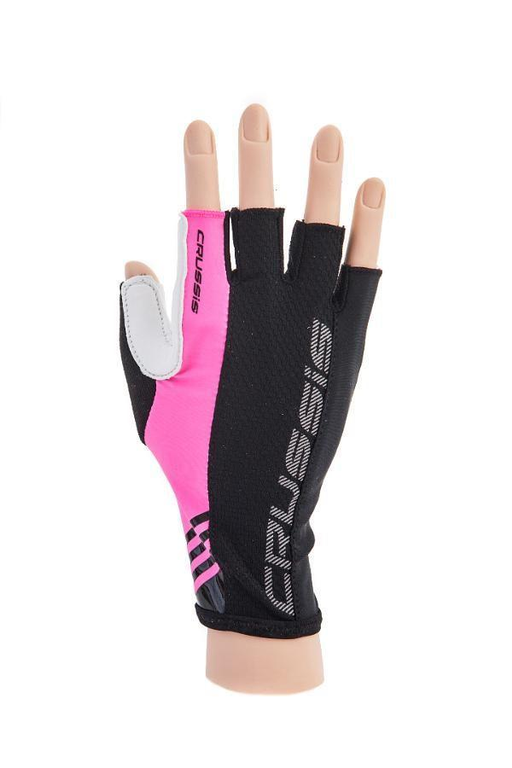 CRUSSIS cyklo rukavice černé/růžová fluo
