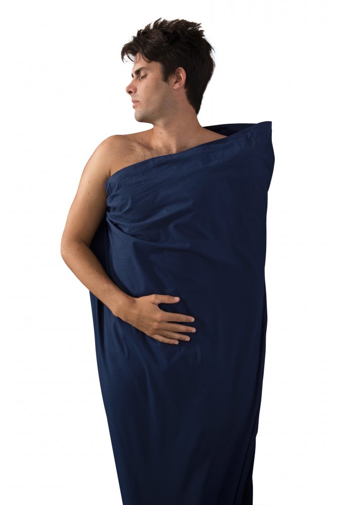 Prémiová bavlněná vložka do spacáku v prodloužené variantě Premium Cotton Travel Liner - Long (Rectangular) Modrá