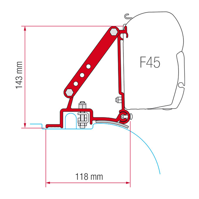 Střešní Kit pro markýzu F45 Fiamma na Fiat Ducato - Citroen Jumper - Peugeot Boxer High Roof do 2006