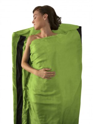 Hedvábná vložka do spacáku v prodloužené variantě Silk Stretch Liner - Long (Rectangular) Zelená