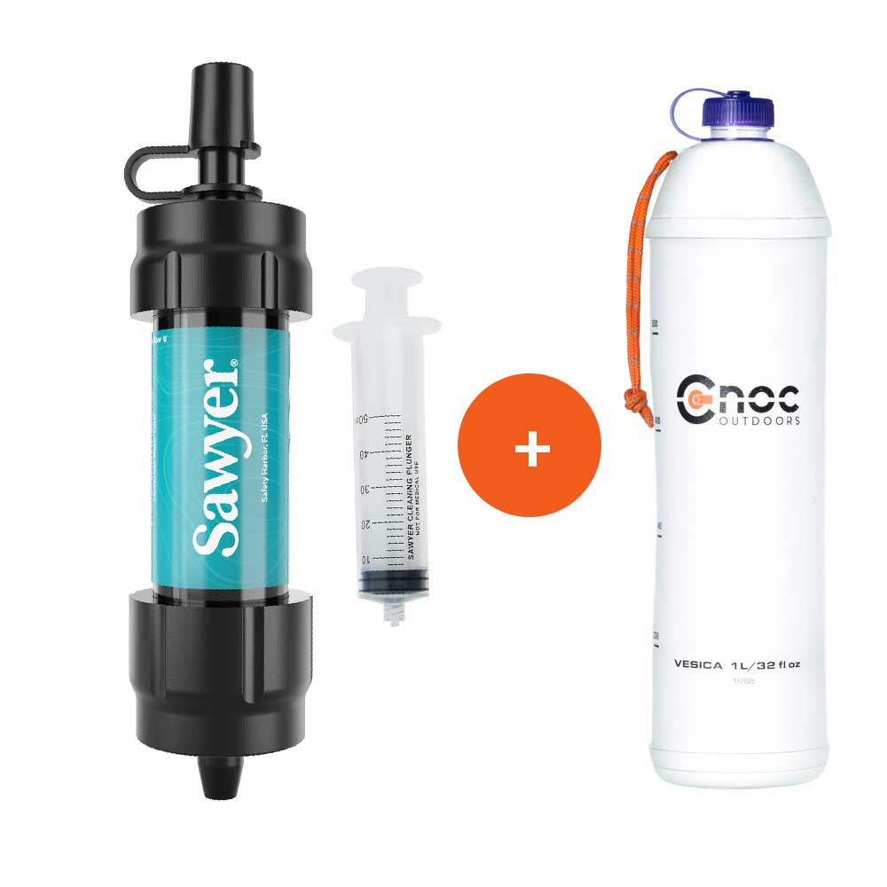 Sawyer Sada vodního filtru MINI Turquoise + skládací láhev CNOC Vesica 1l