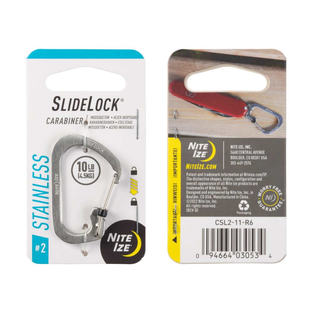 Nite Ize Ocelová karabina s pojistkou SlideLock Stainless Steel #02 - nerez