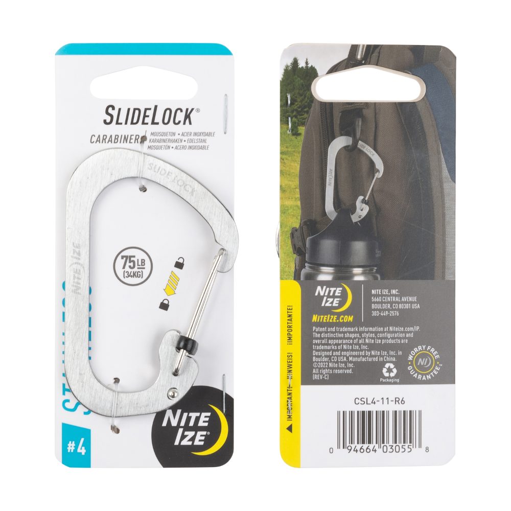 Nite Ize Ocelová karabina s pojistkou SlideLock Stainless Steel #04 - nerez