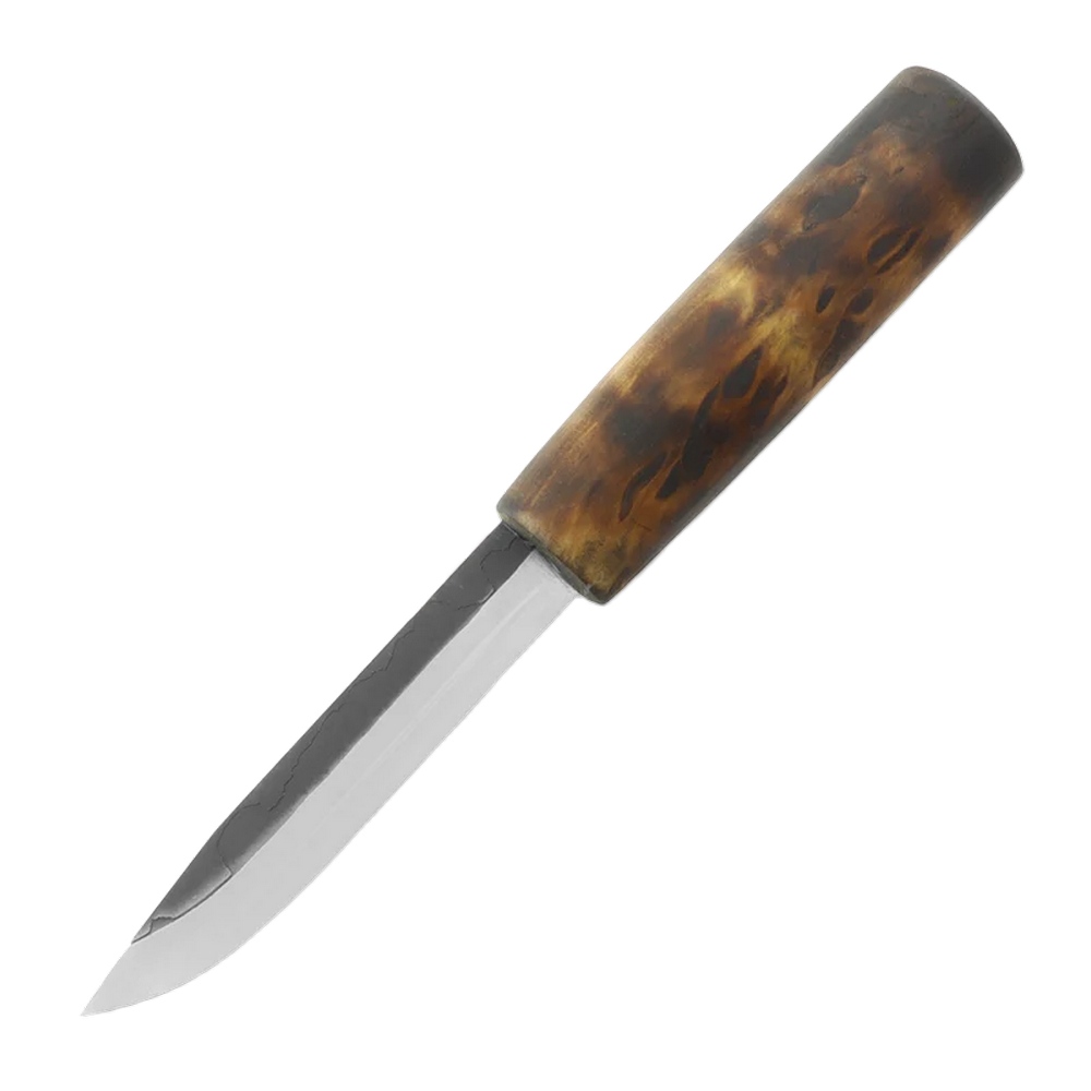 Juha Perttula JSP Nůž - Village Smith Puukko Dark Curly Birch - 105 mm