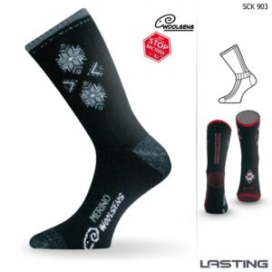 Lasting Ponožky vysoké SCK 85% Merino - zimní treking / lyže - šedočerné Velikost: M